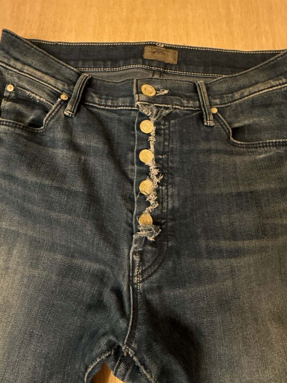 MOTHER Button Fly Stunner Fray High Rise Skinny Jeans with Raw Hem